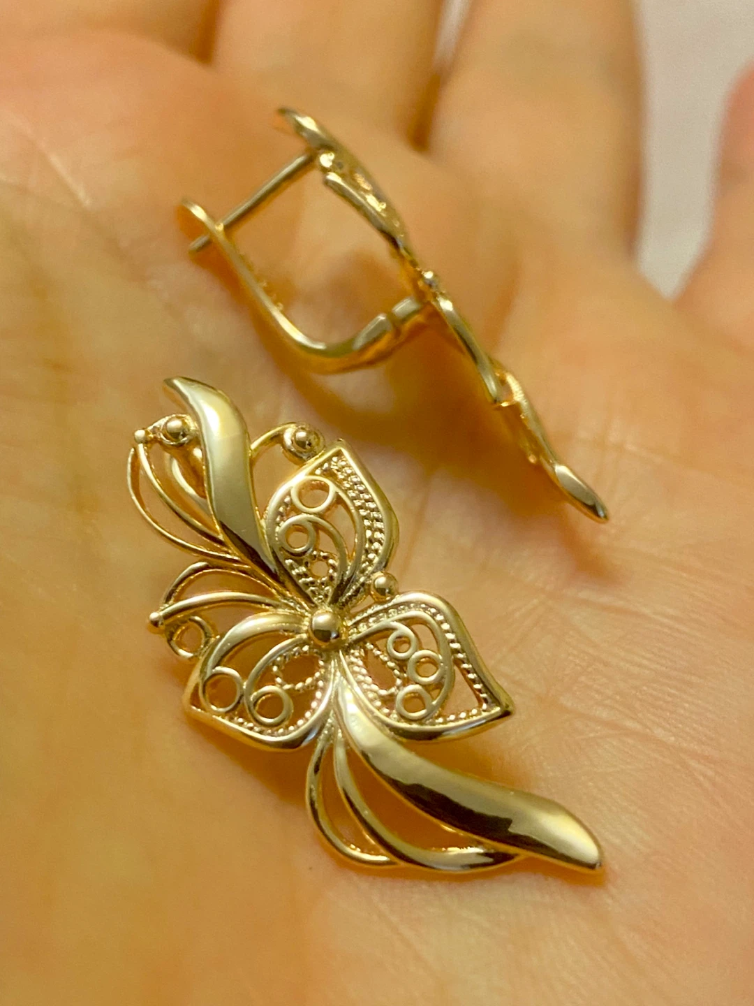 585RG Rose Gold Plated Flowers 🌺 Earrings - photo 3