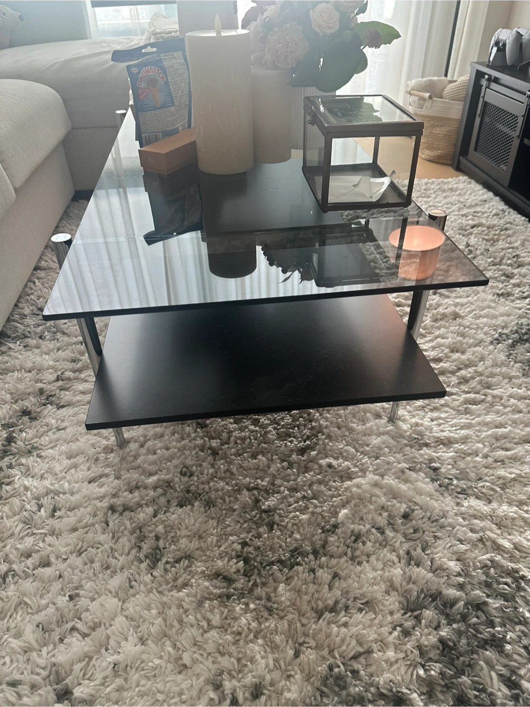 Glass & Black Coffee Table - photo 2