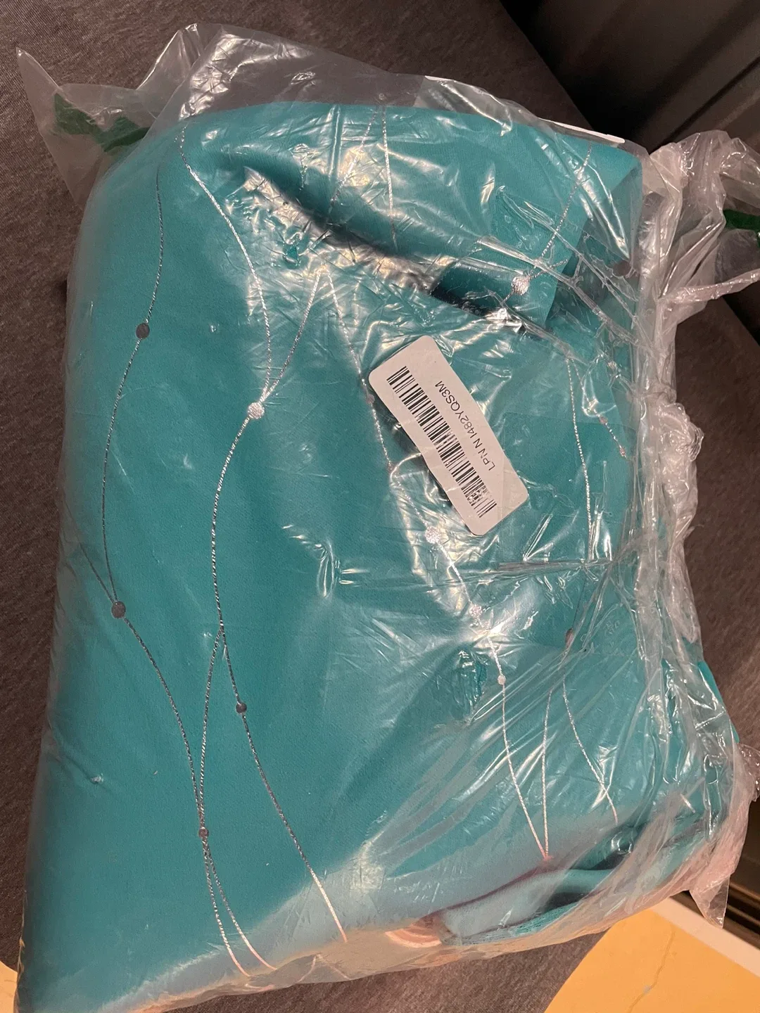 Teal Curtain with Silver Design image indicator(3)