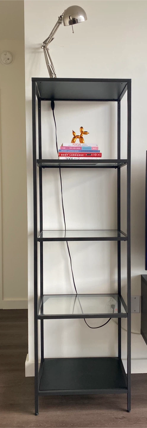 2 IKEA Black/Brown Metal & Glass Shelf - photo 2
