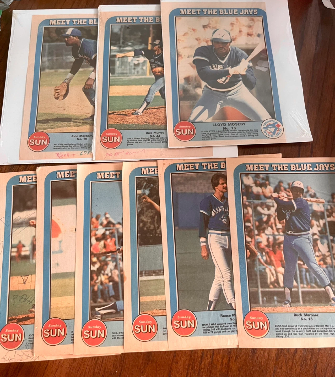 Vintage 1982 Blue Jays Sunday Sun Inserts (Set of 9) 🔥 - photo 2