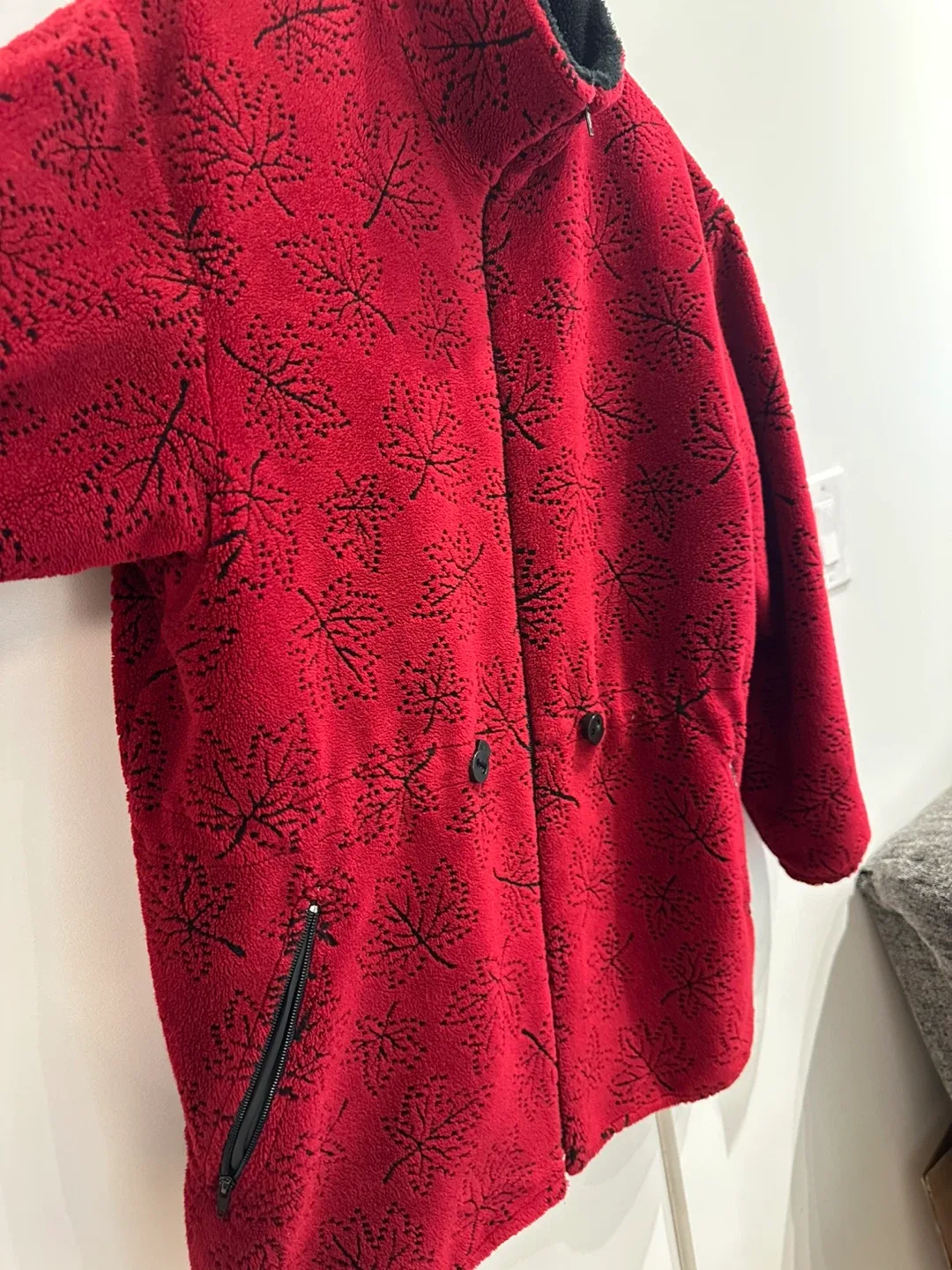 Vintage 90s Fall Leaves 🍁 Autumn Fleece Coat Large image indicator(8)