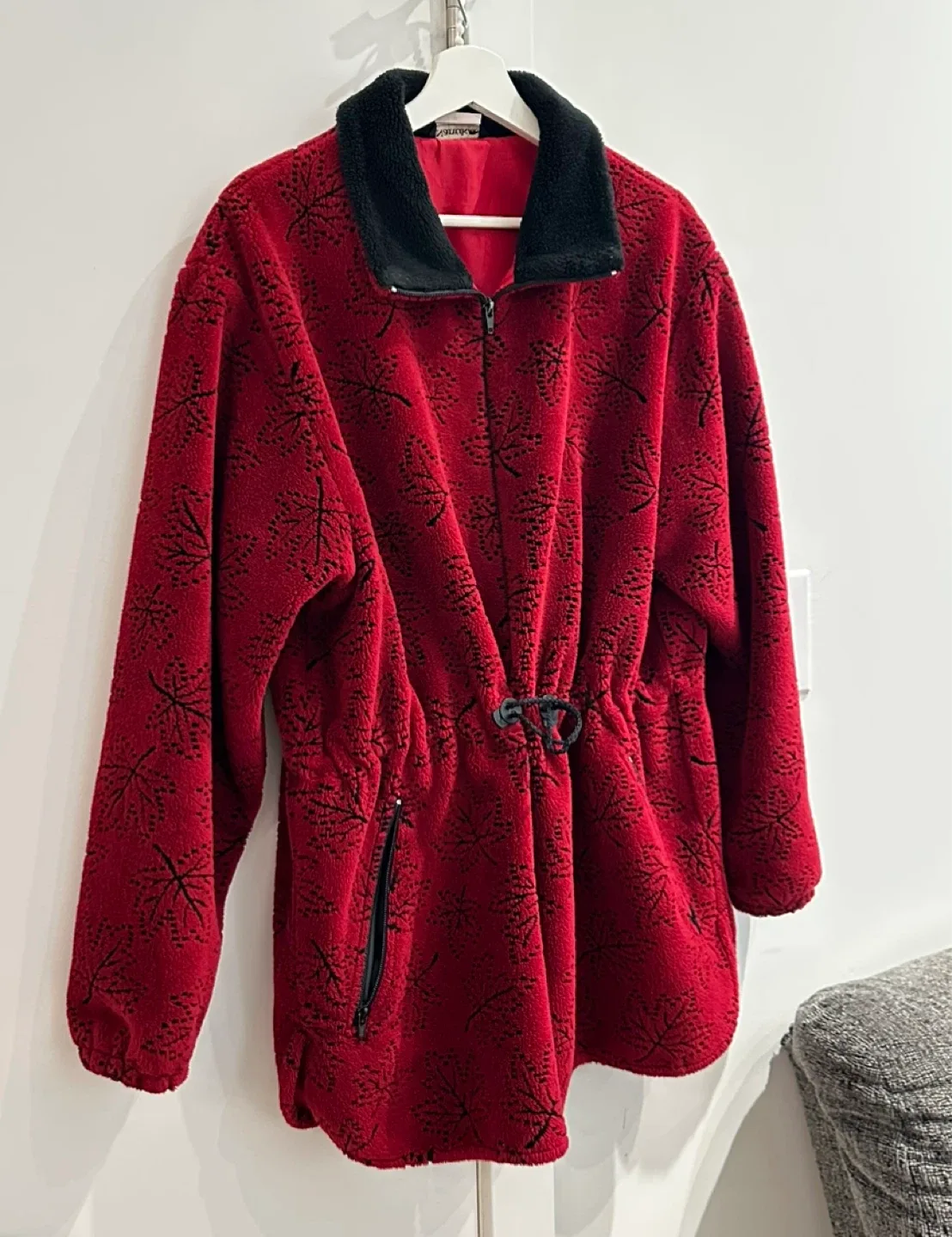 Vintage 90s Fall Leaves 🍁 Autumn Fleece Coat Large image indicator(9)