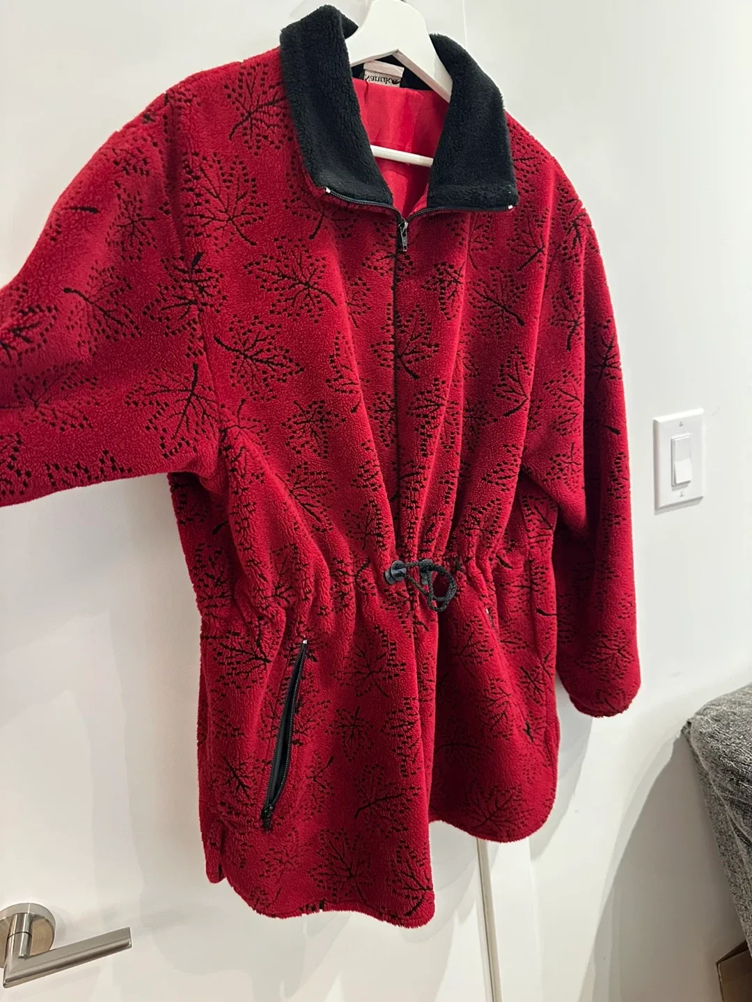 Vintage 90s Fall Leaves 🍁 Autumn Fleece Coat Large image indicator(10)