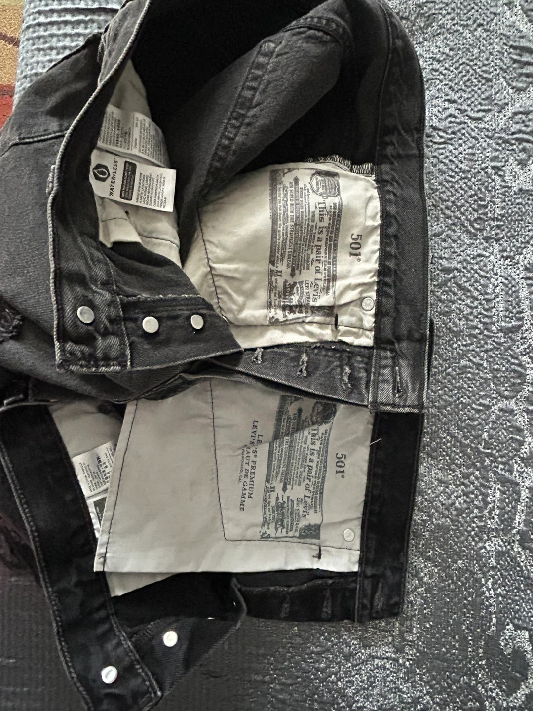 Levi's 501 Black Denim Shorts, Size 27, 2 for $50 - photo 4