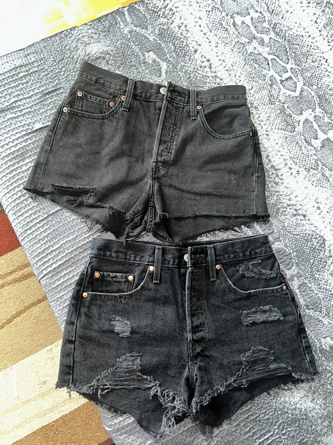 Levi's 501 Black Denim Shorts, Size 27, 2 for $50