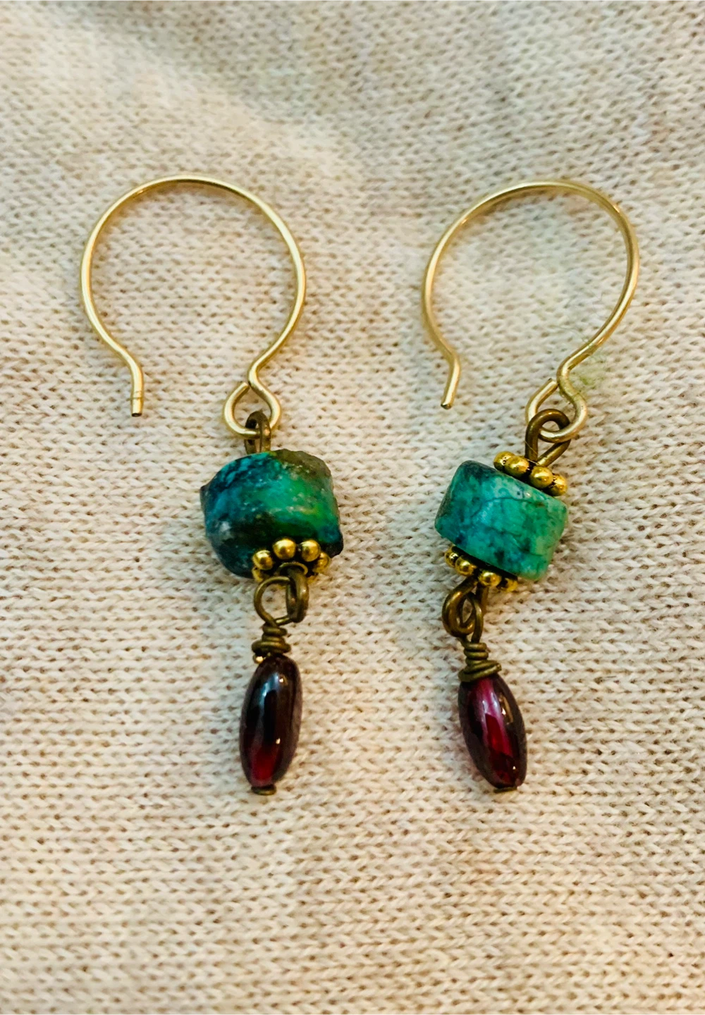 Handmade Dangle Malachite Earrings