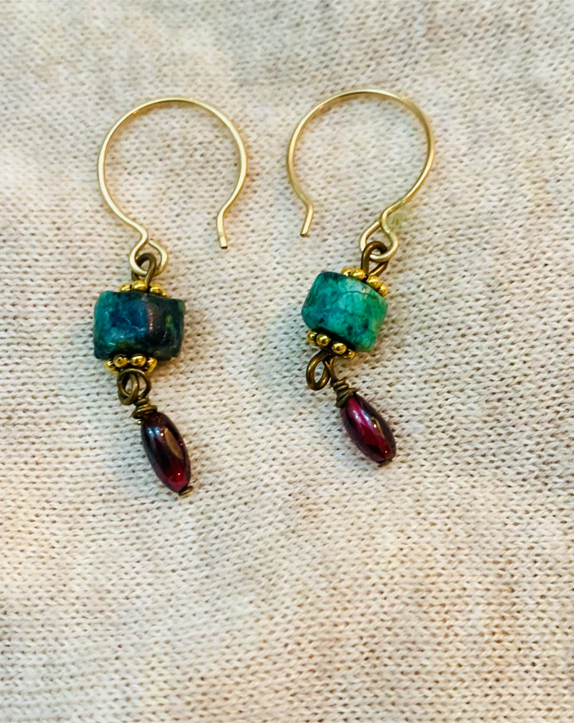 Handmade Dangle Malachite Earrings - photo 2