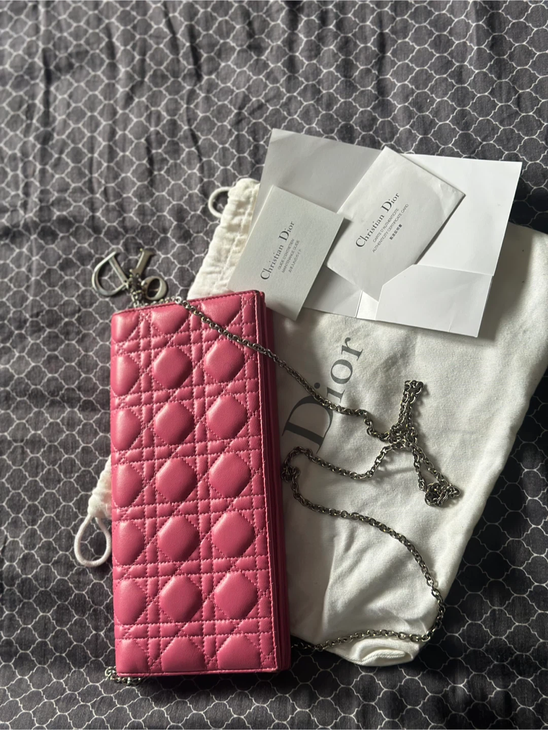 Dior Lady Dior Pink Chain Wallet