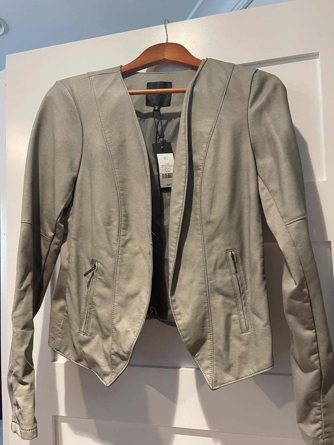 Dynamite Grey Faux Leather Jacket - Size L
