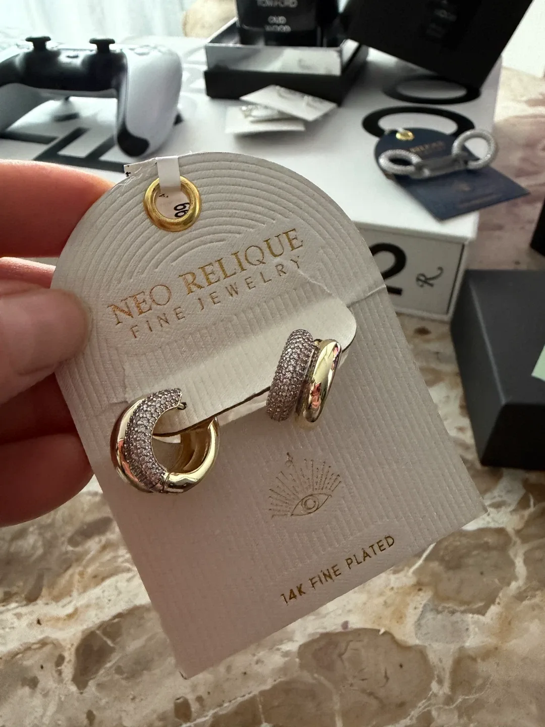 Neo Relique 14K Fine Plated Hoop Earrings - New