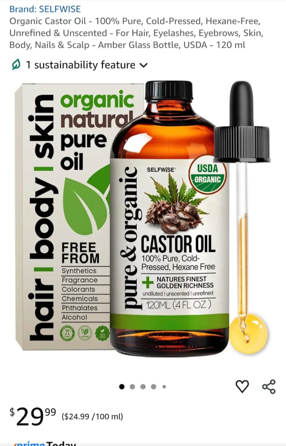 SELFWISE Organic Castor Oil, 120ml thumbnail