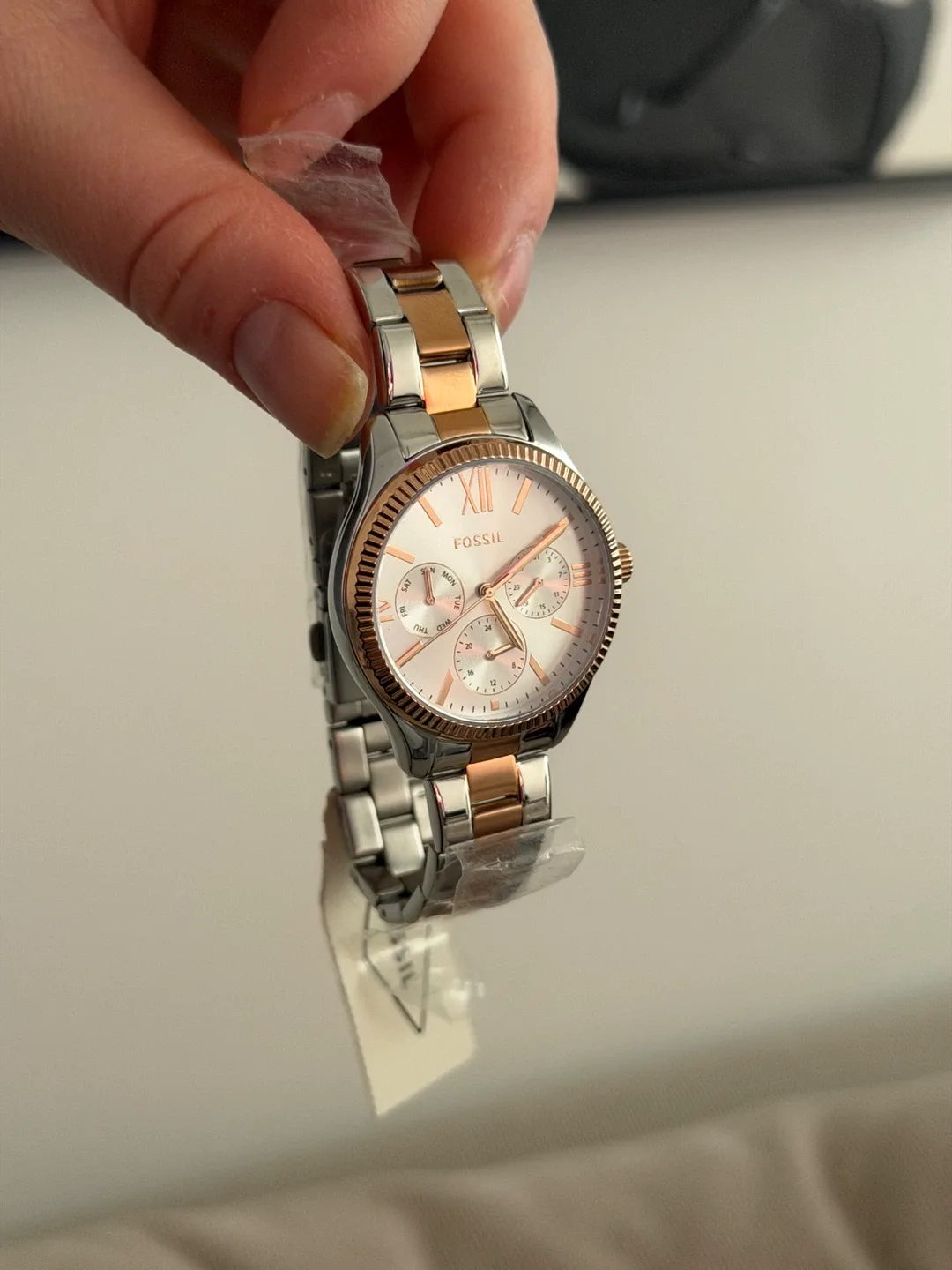New Fossil Riley Two-Tone Stainless Steel Watch