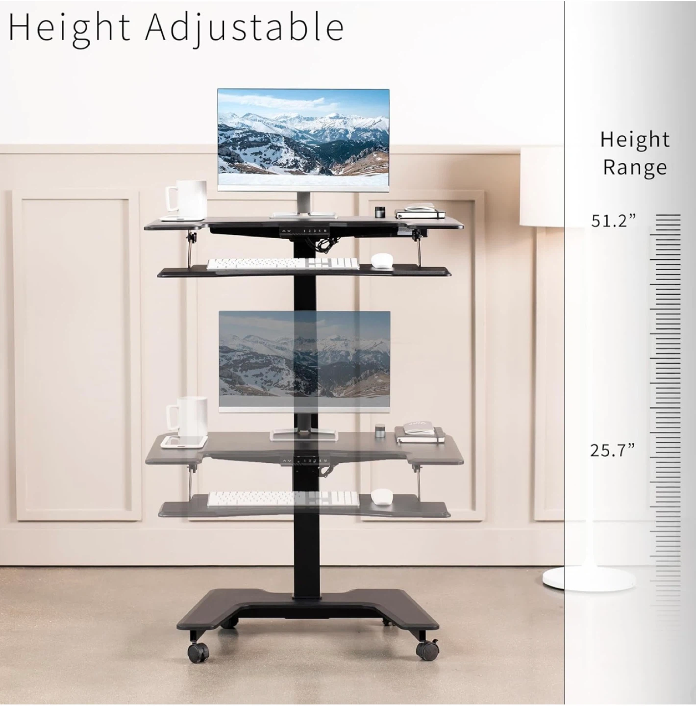 VIVO Black Electric Mobile Height Adjustable Standing Desk - photo 3