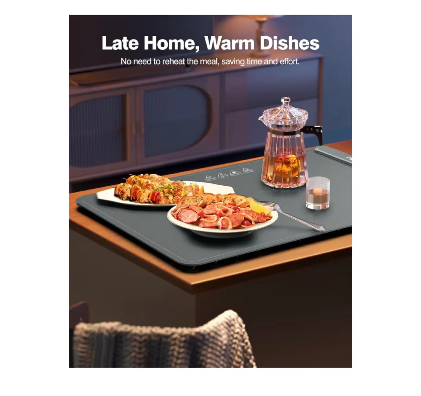 Brand New Itrusou Food Warming Mat - Dark gray image indicator(8)