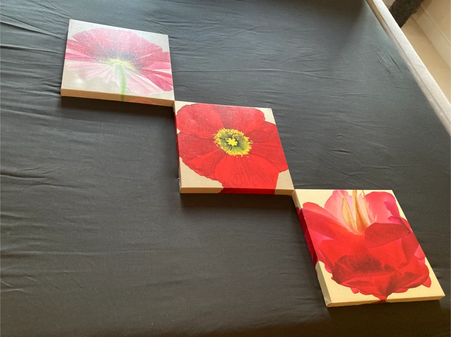 Red Flower Canvas Wall Art (Set of 3) image indicator(2)
