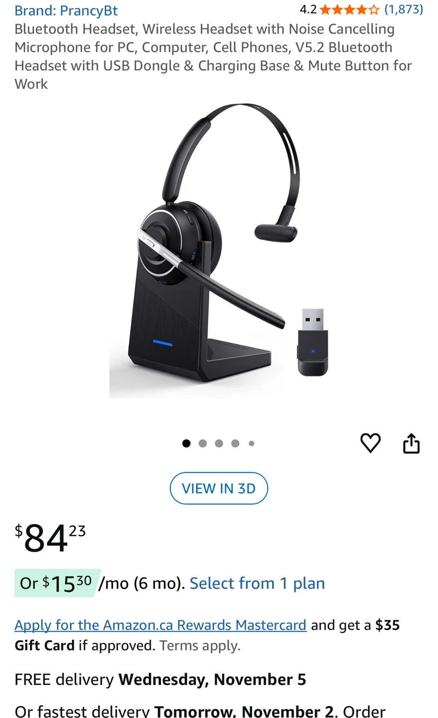 PrancyBt Wireless Headset with USB Dongle - Black - photo 3