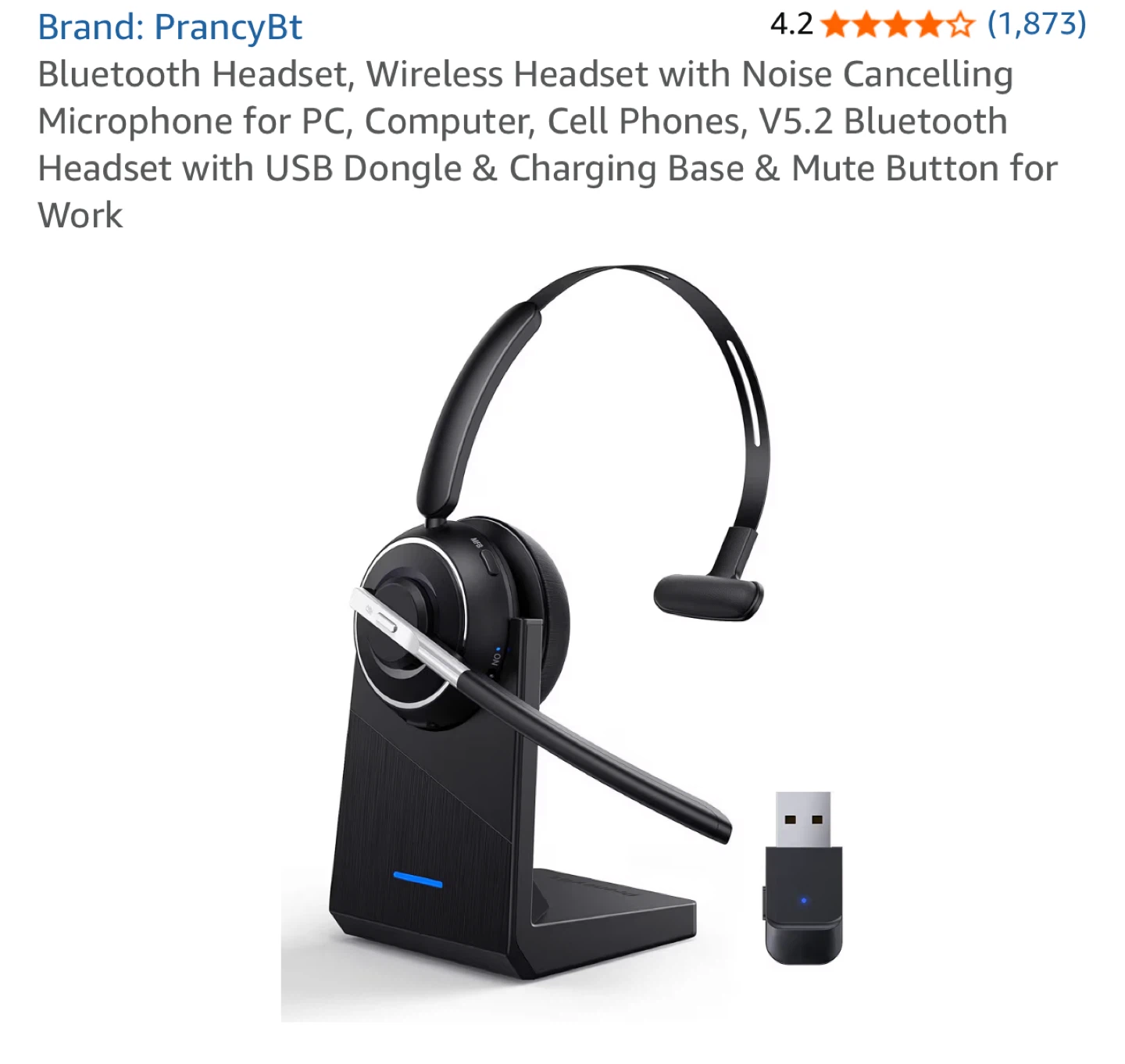 PrancyBt Wireless Headset with USB Dongle - Black