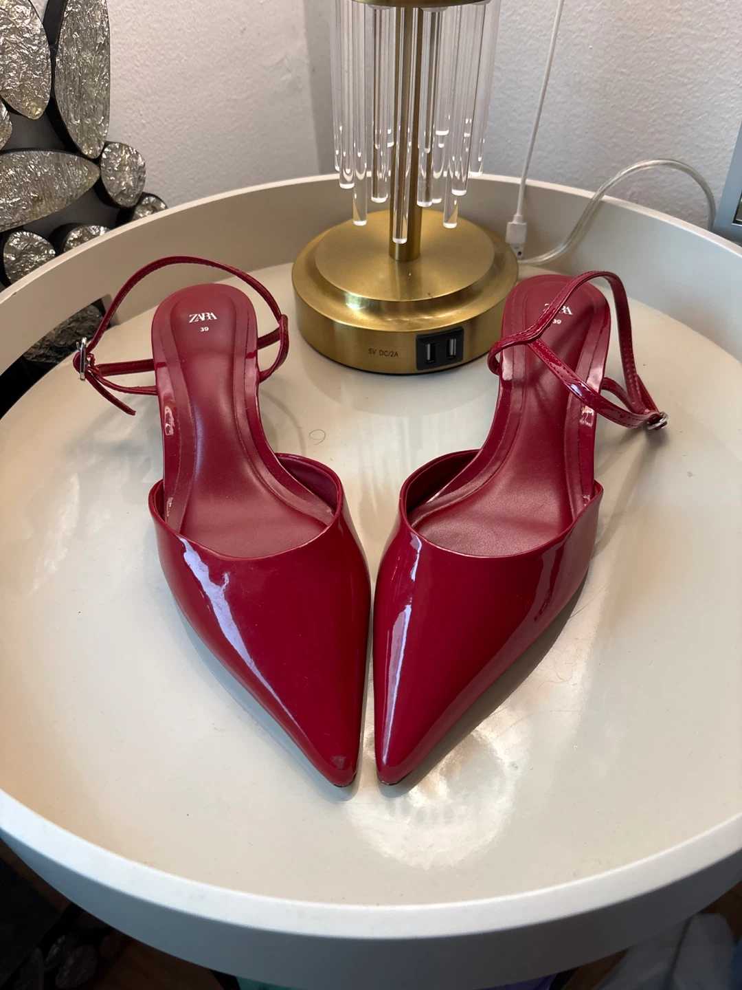 Zara Red Slingback Heels - Size 39 - photo 2