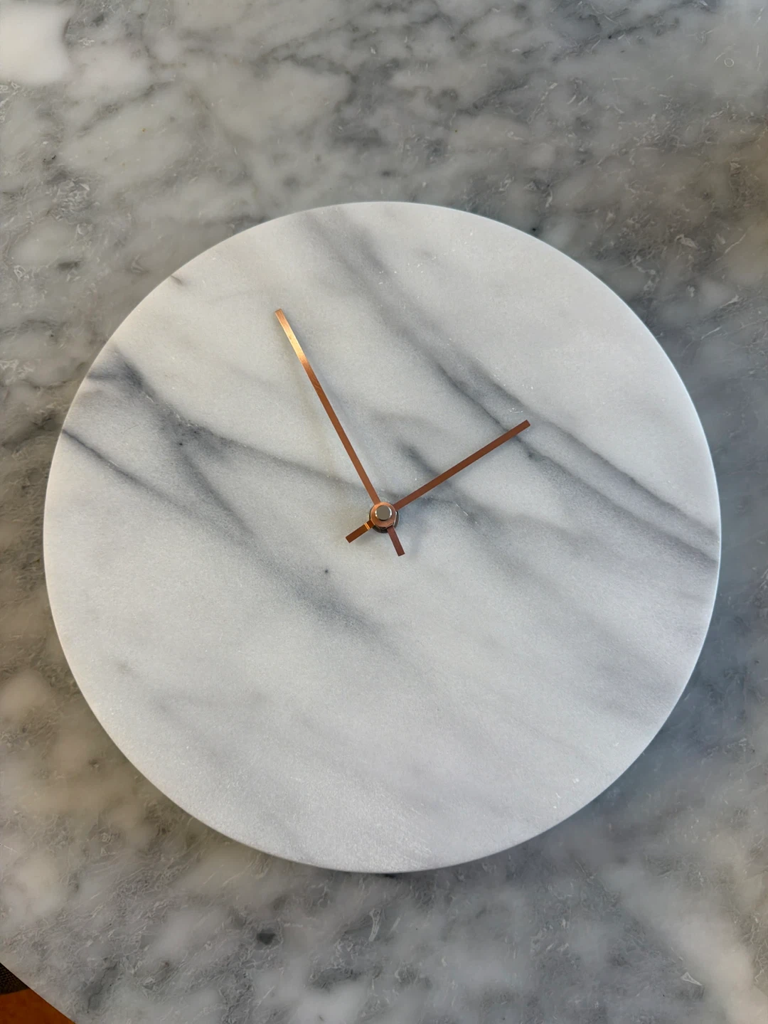 Marble Wall Clock with Copper Hands