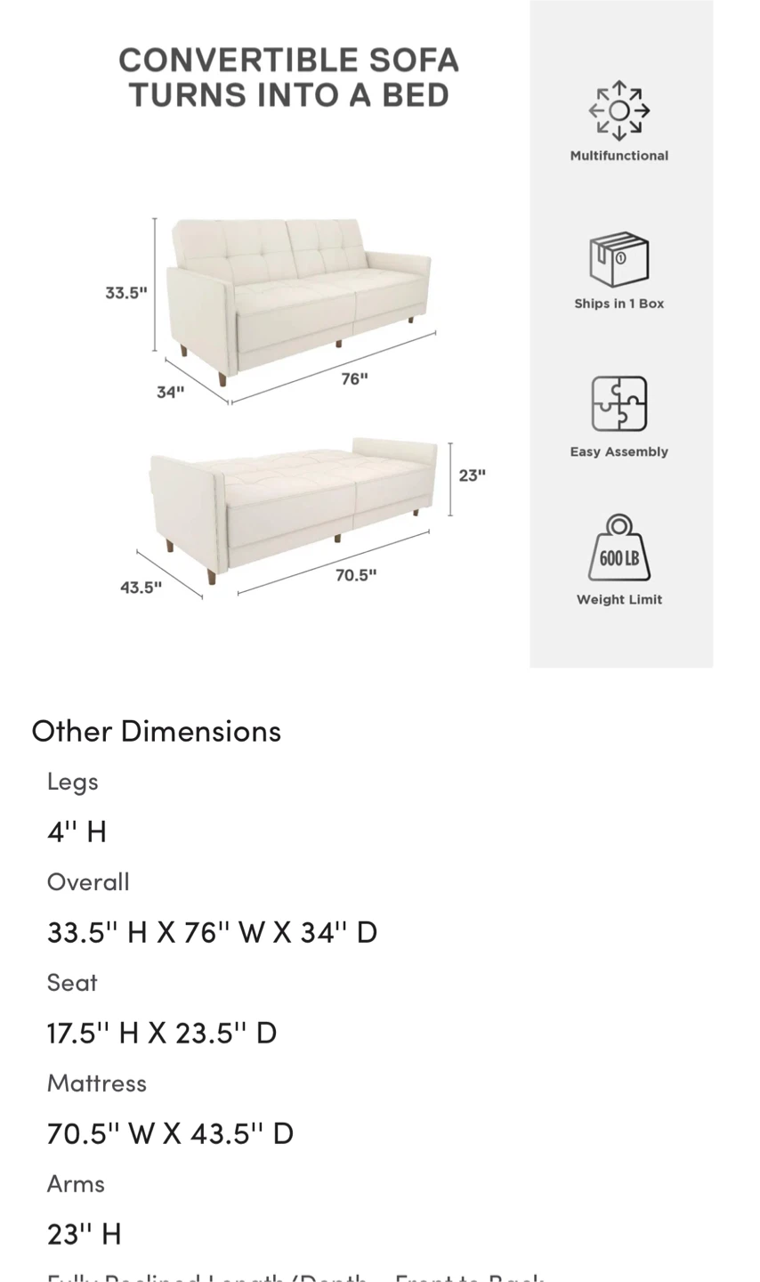 White Sofa Bed - photo 4