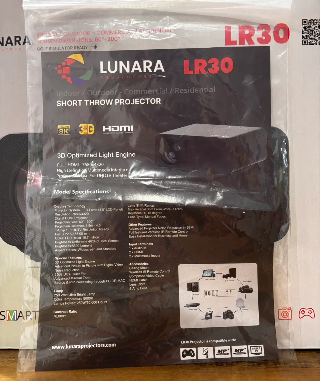 Lunara LR30 8K Projecteur + Écran Titan 72’’ – Neuf Complet image indicator(4)