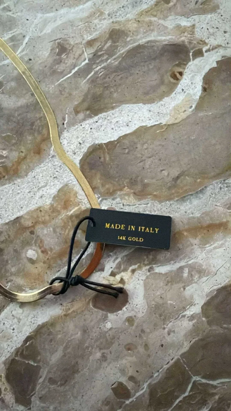 100% Gold Mia Stella 14K Gold Herringbone Necklace, 16" image indicator(5)