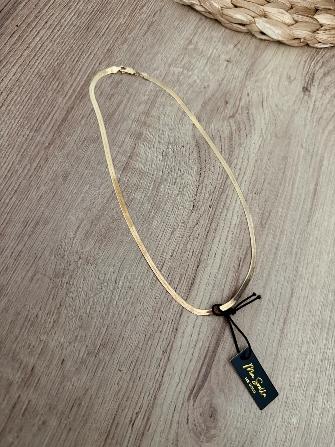 100% Gold Mia Stella 14K Gold Herringbone Necklace, 16" image indicator(3)