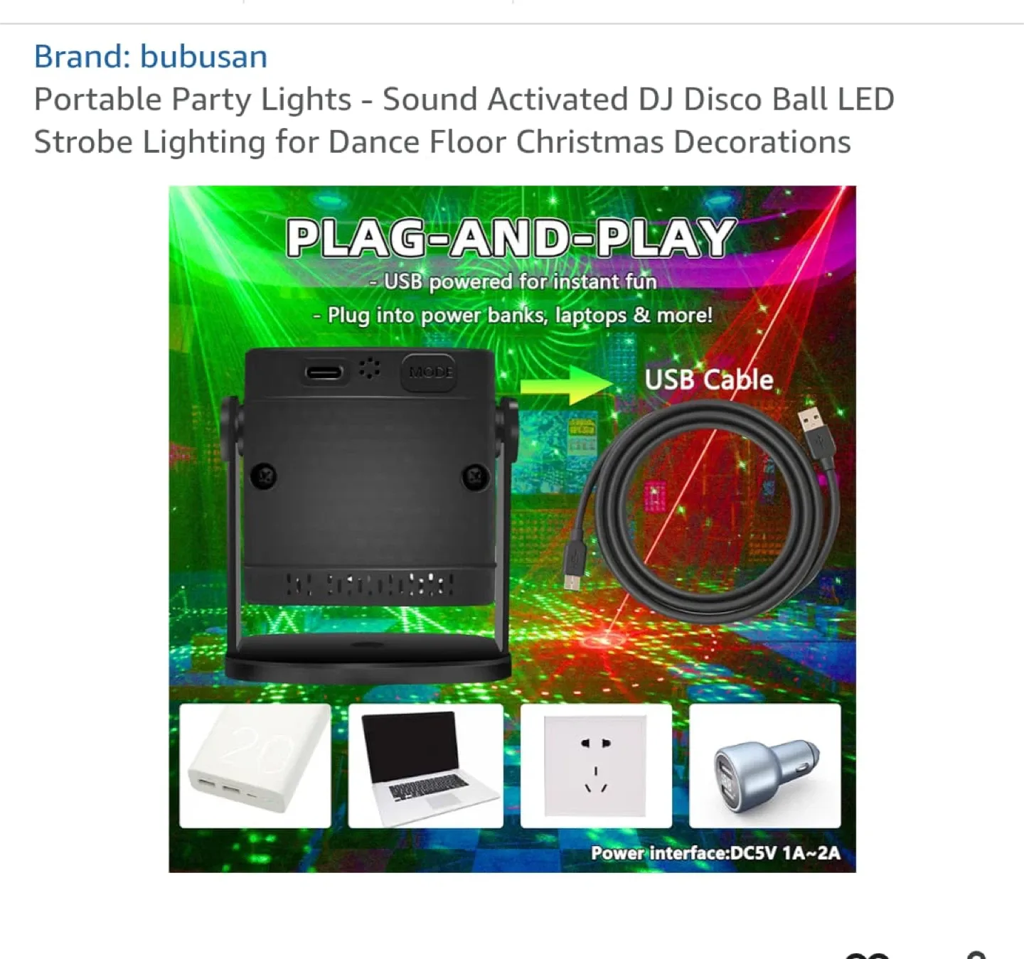 Bubusan Portable Party Lights - DJ Disco Ball LED image indicator(3)