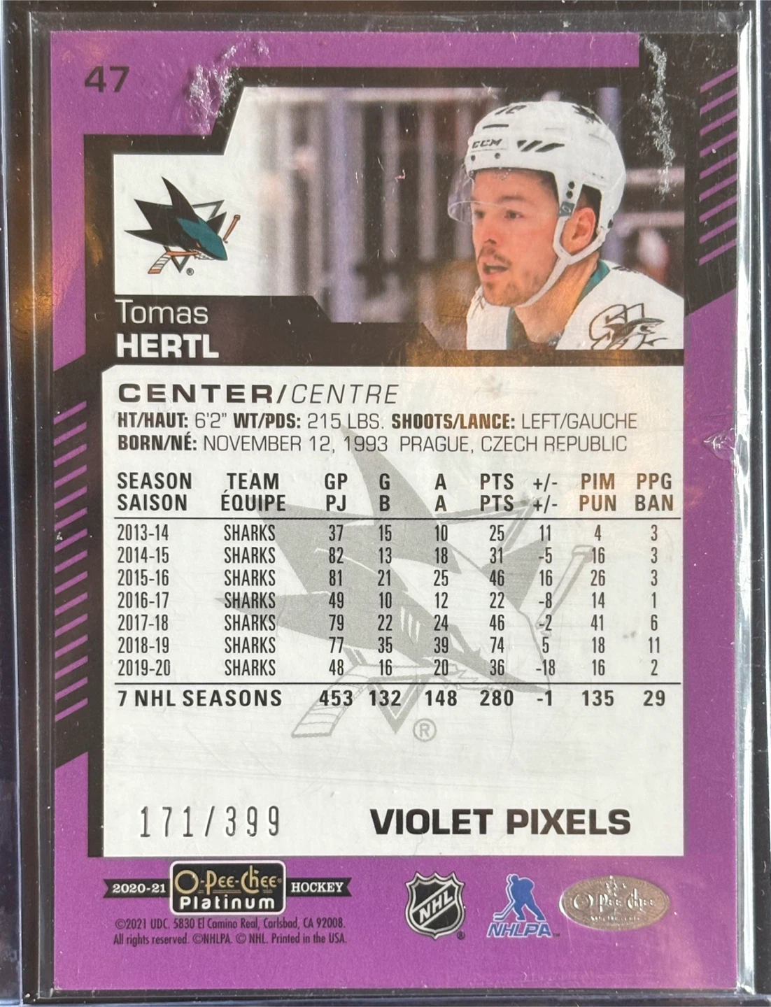 Tomas Hertl O-Pee-Chee Platinum Hockey Card - photo 2