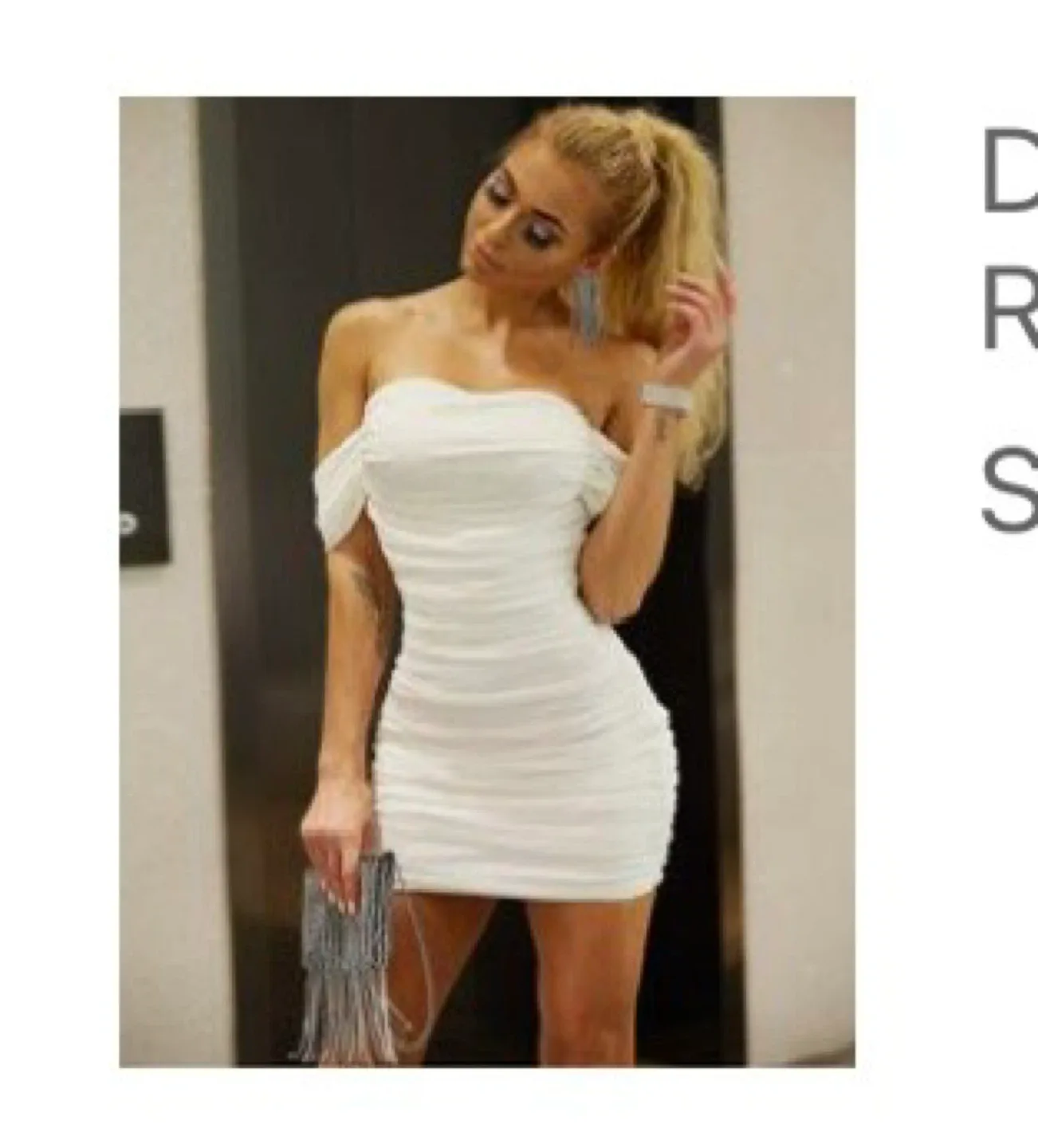 White Ruched Mini Dress thumbnail