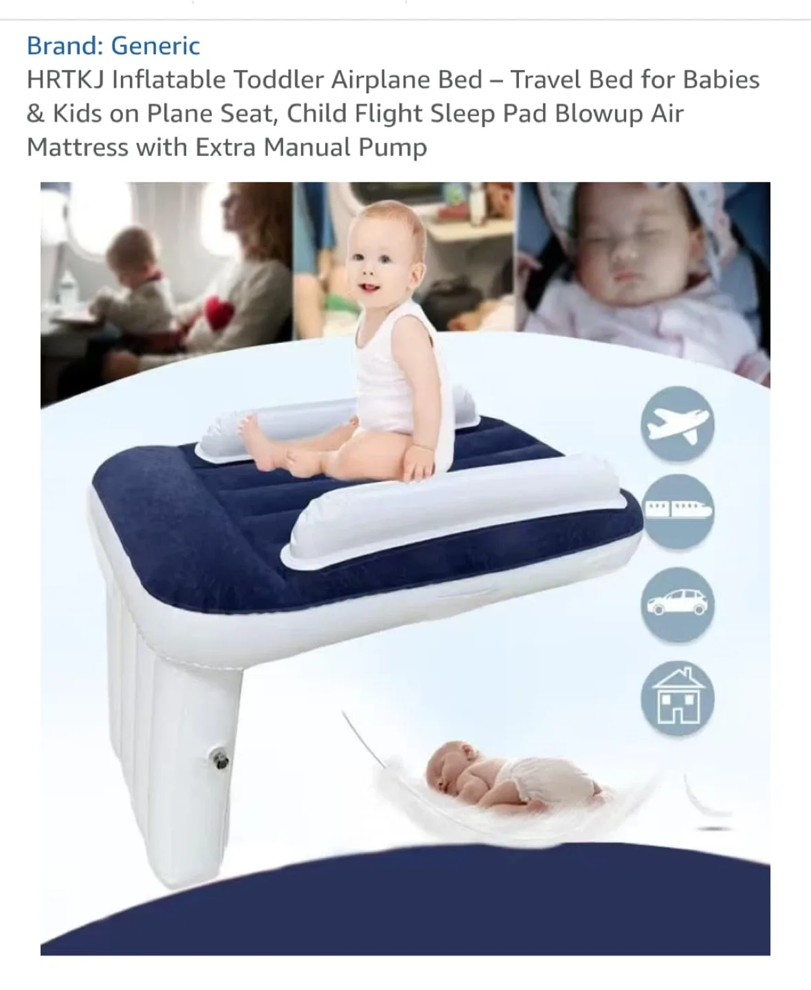 HRTKJ Inflatable Toddler Airplane Bed image indicator(3)