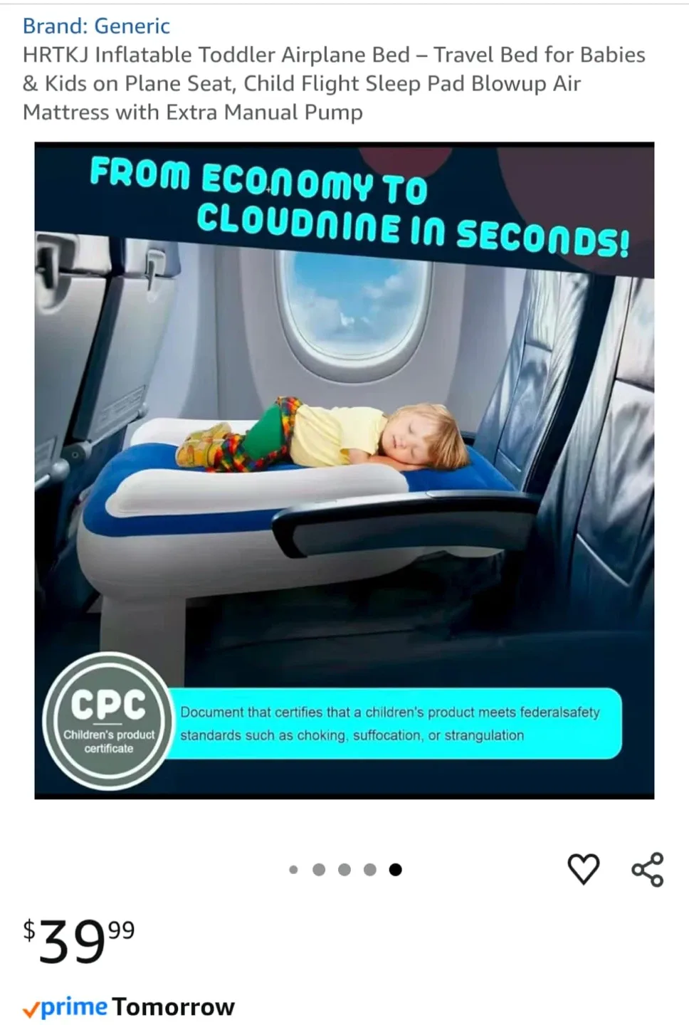 HRTKJ Inflatable Toddler Airplane Bed image indicator(2)