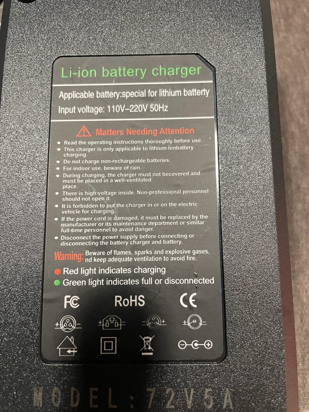 Li-ion Battery Charger 72V 5A image indicator(4)