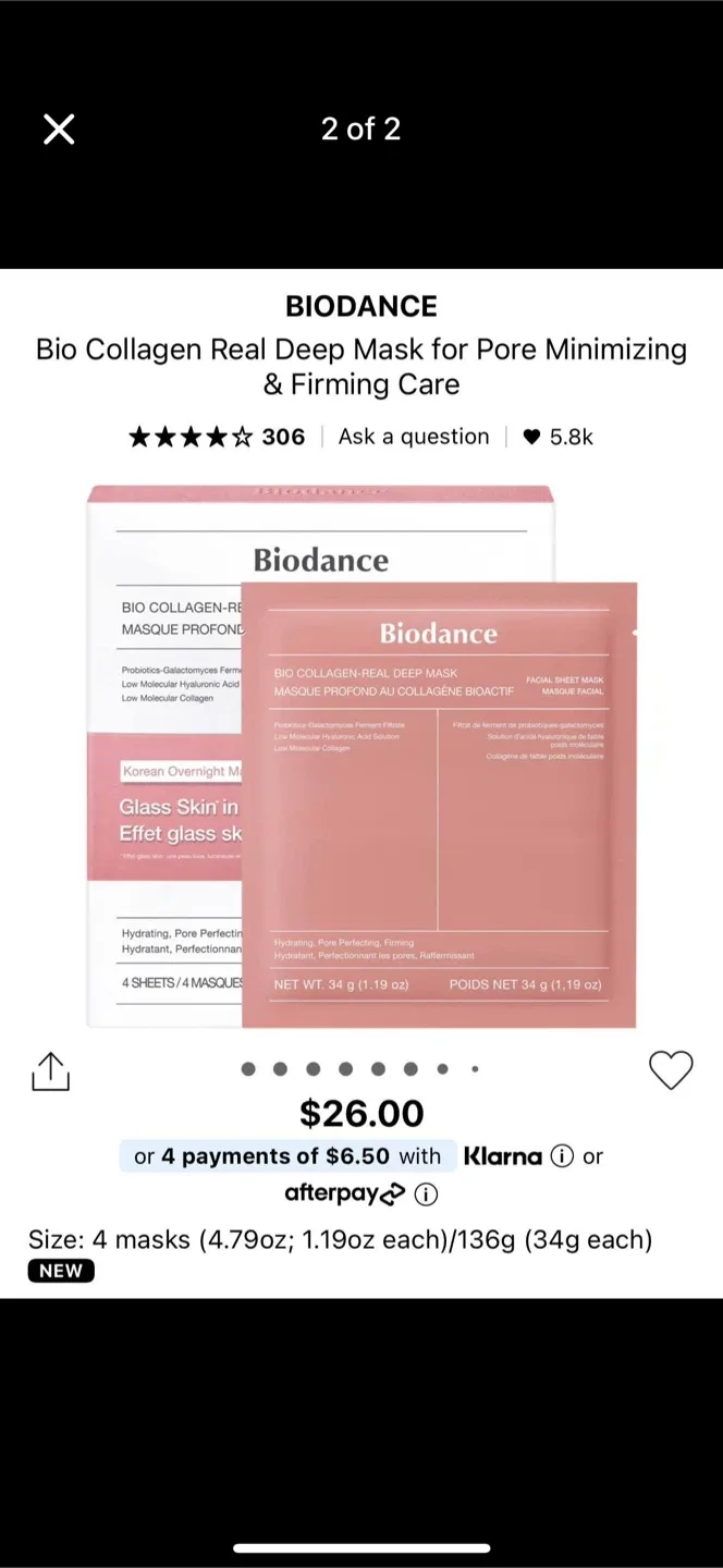 Biodance Bio Collagen Real Deep Mask (4 Sheets) image indicator(2)