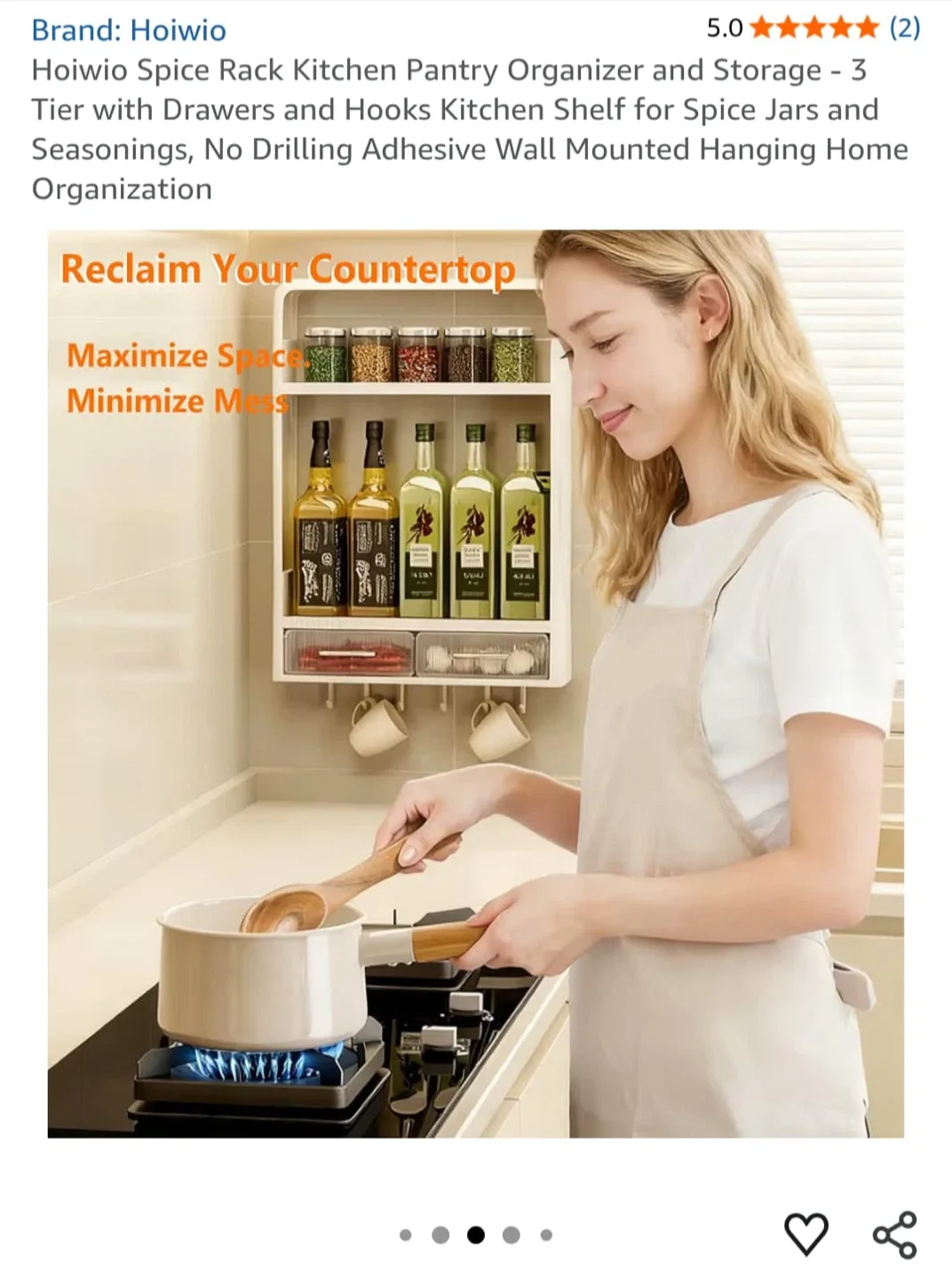 Hoiwio Spice Rack - 3 Tier with Drawers image indicator(2)