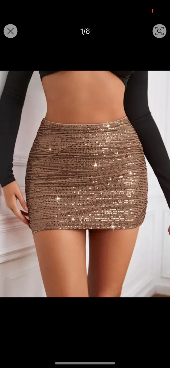 Sequin Mini Skirt - Brown thumbnail