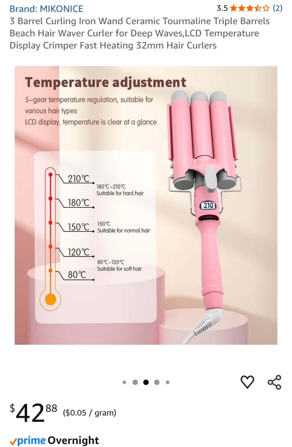 MIKONICE 3 Barrel Curling Iron - Pink thumbnail