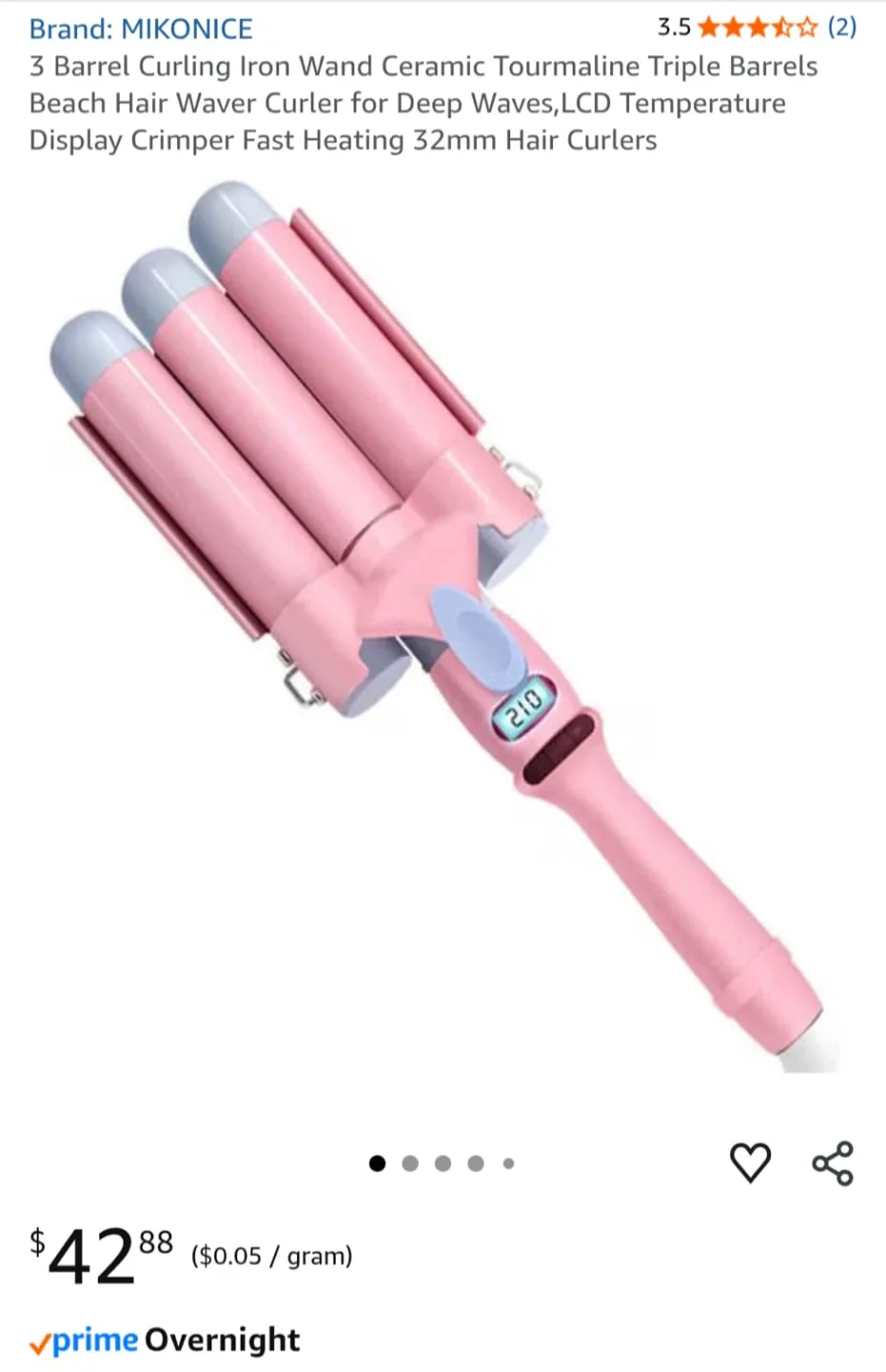 MIKONICE 3 Barrel Curling Iron - Pink image indicator(2)