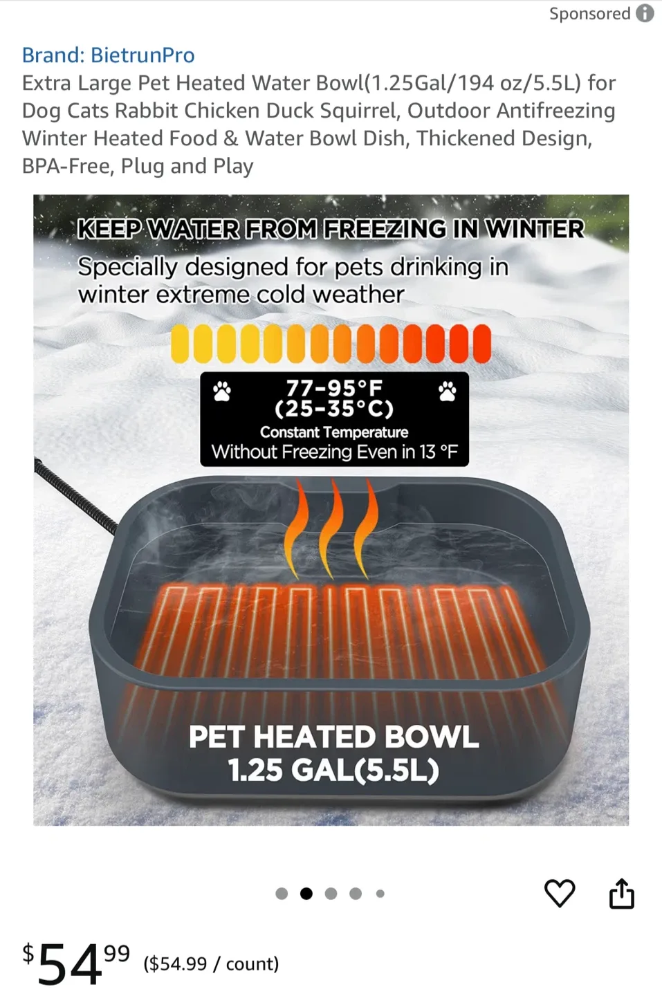 BietrunPro Extra Large Heated Pet Water Bowl image indicator(2)