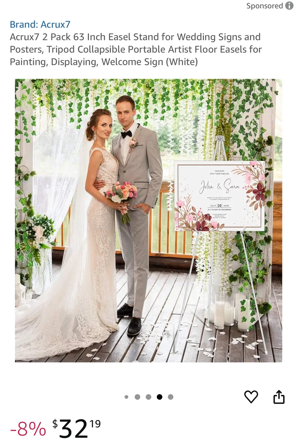 Acrux7 63 Inch Easel Stand - White image indicator(4)