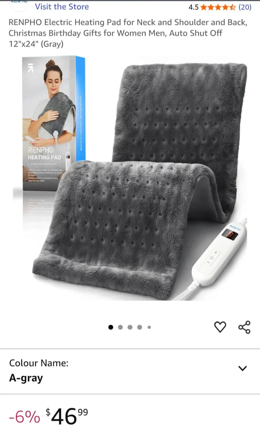 RENPHO Electric Heating Pad - Neck & Shoulder, Gray image indicator(2)