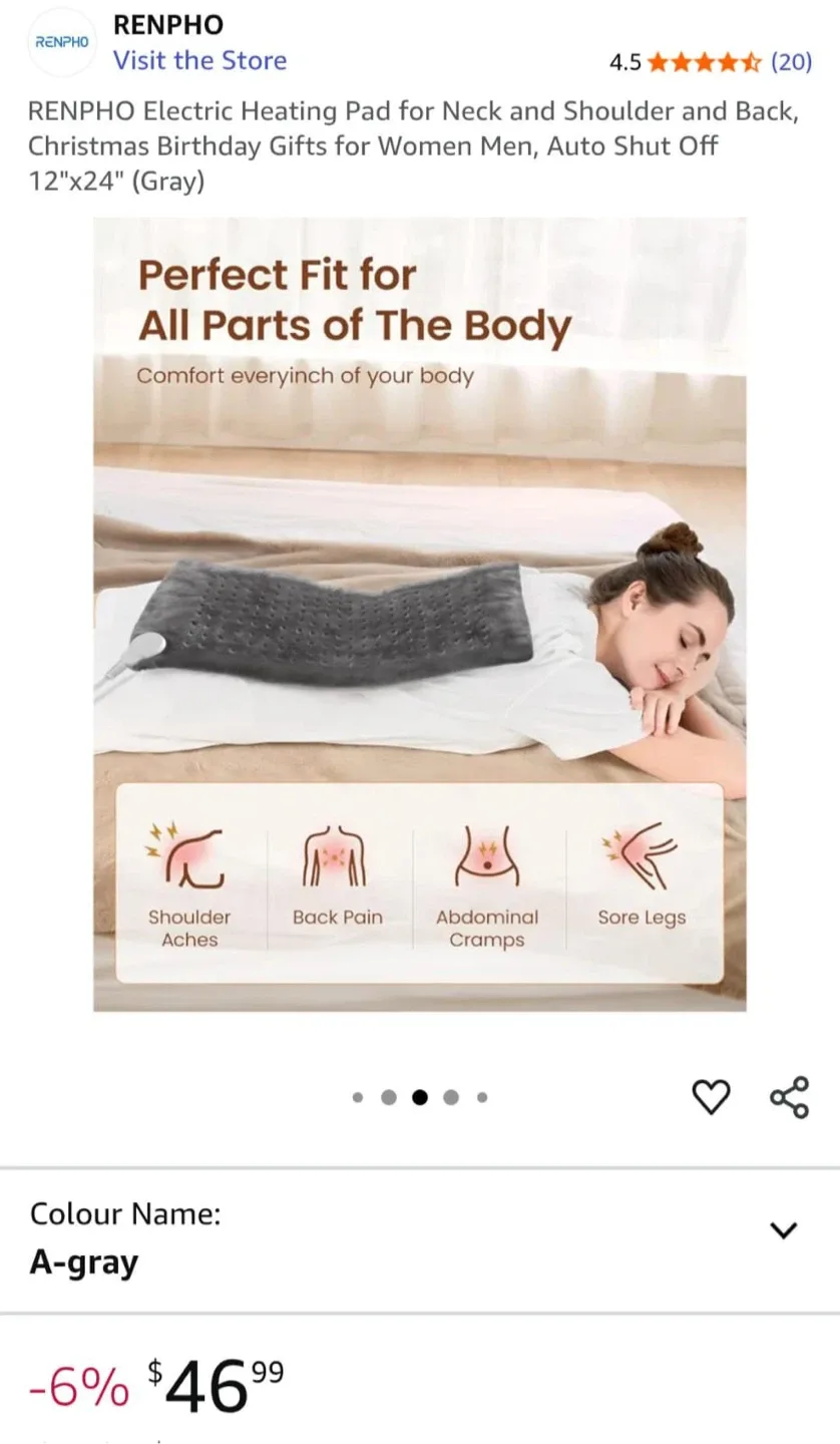 RENPHO Electric Heating Pad - Neck & Shoulder, Gray image indicator(3)