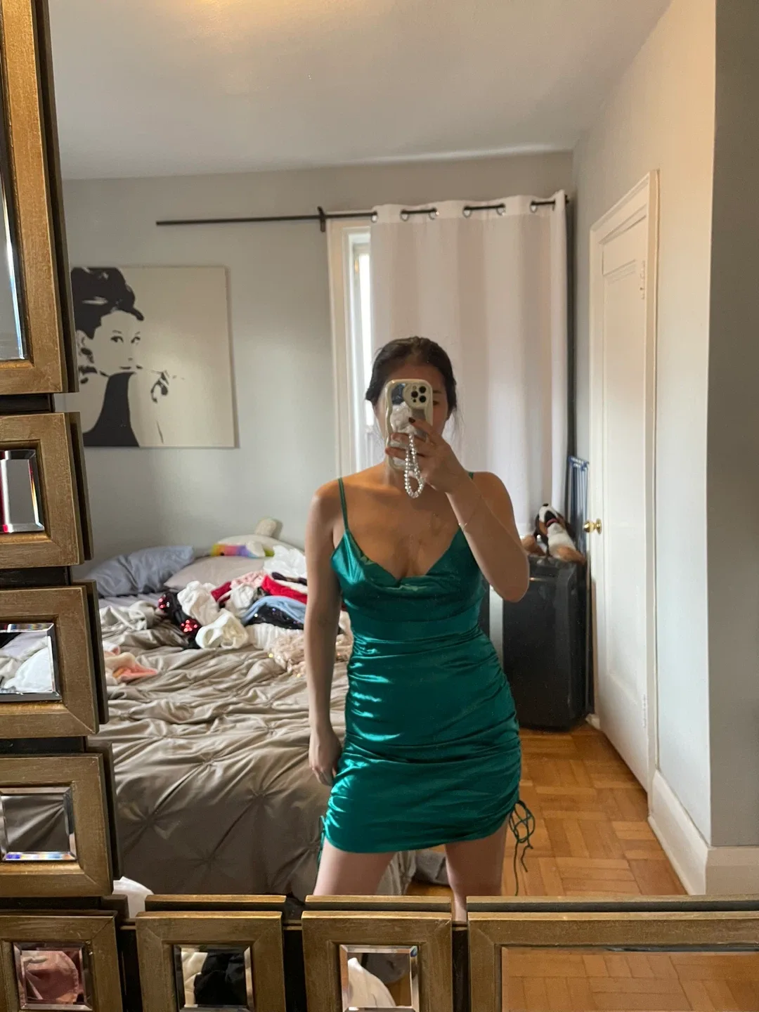 Green Ruched Mini Dress image indicator(2)