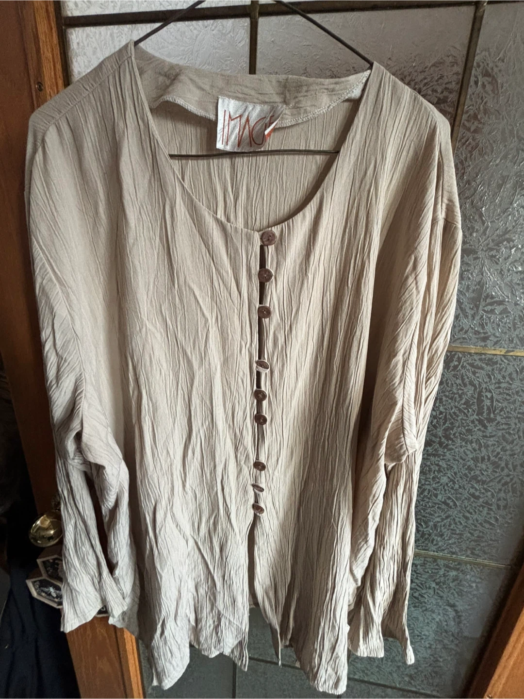 Image Beige Button-Down Tunic Top