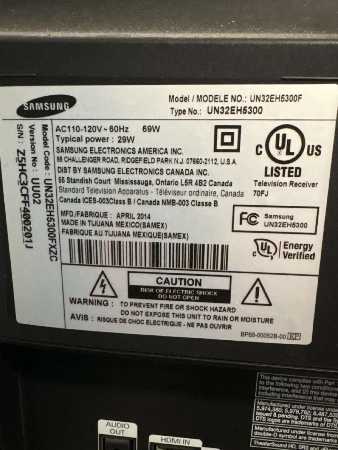 Samsung UN32EH5300F 32" Television image indicator(3)