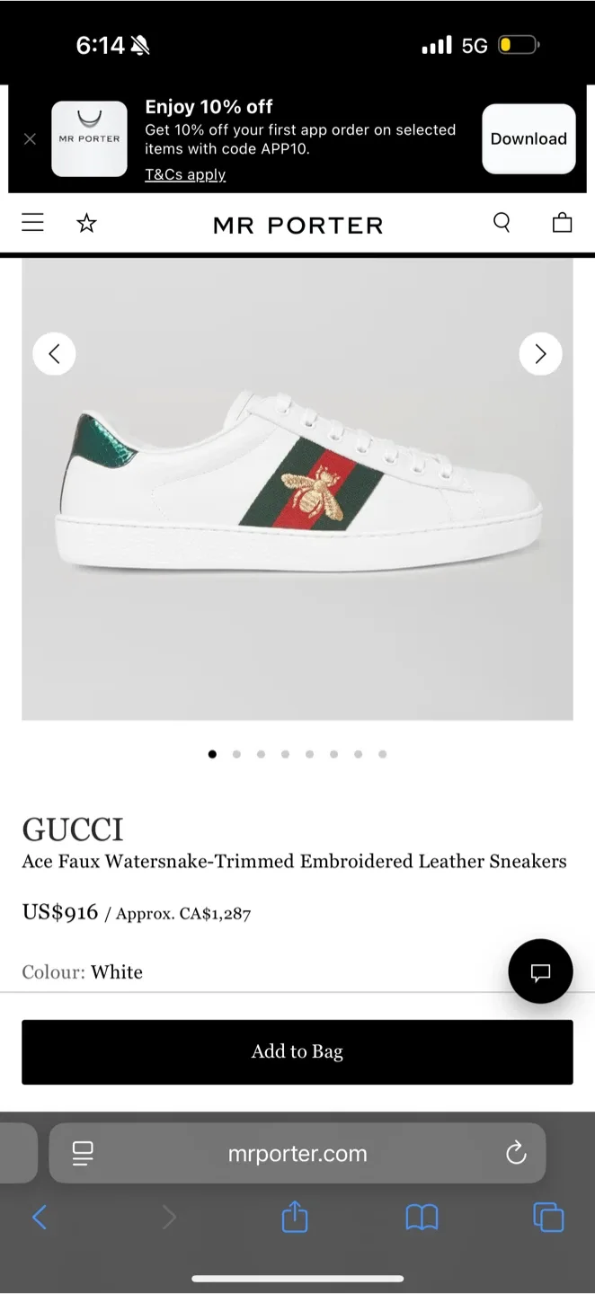 Gucci Ace Embroidered authentic Leather Sneakers image indicator(5)
