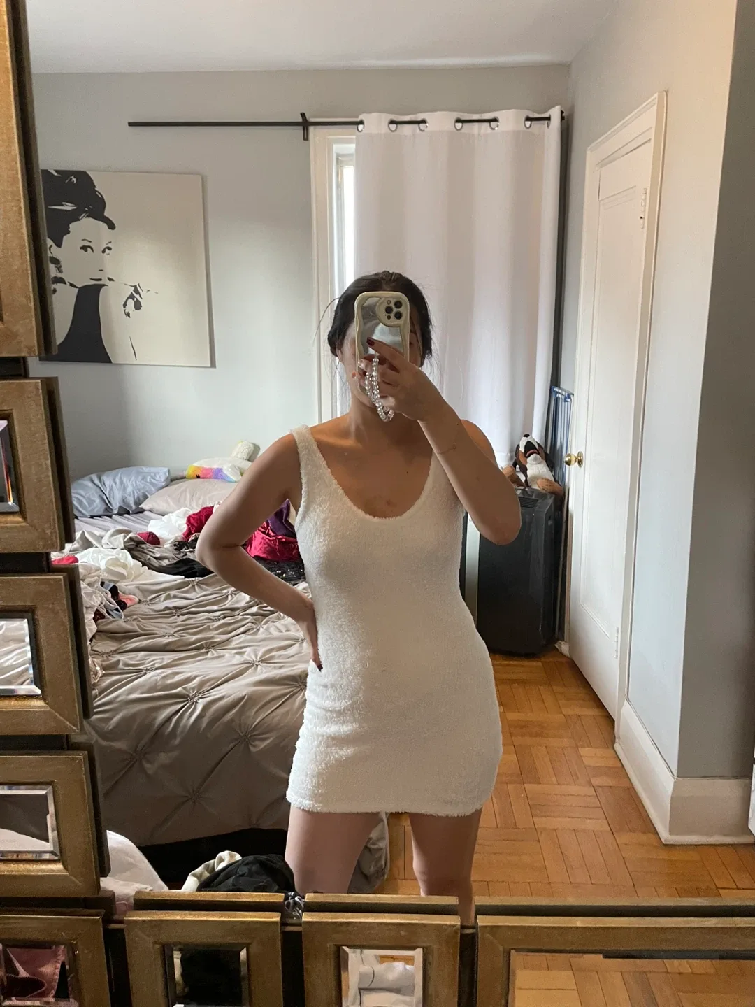 White Fuzzy Dress thumbnail