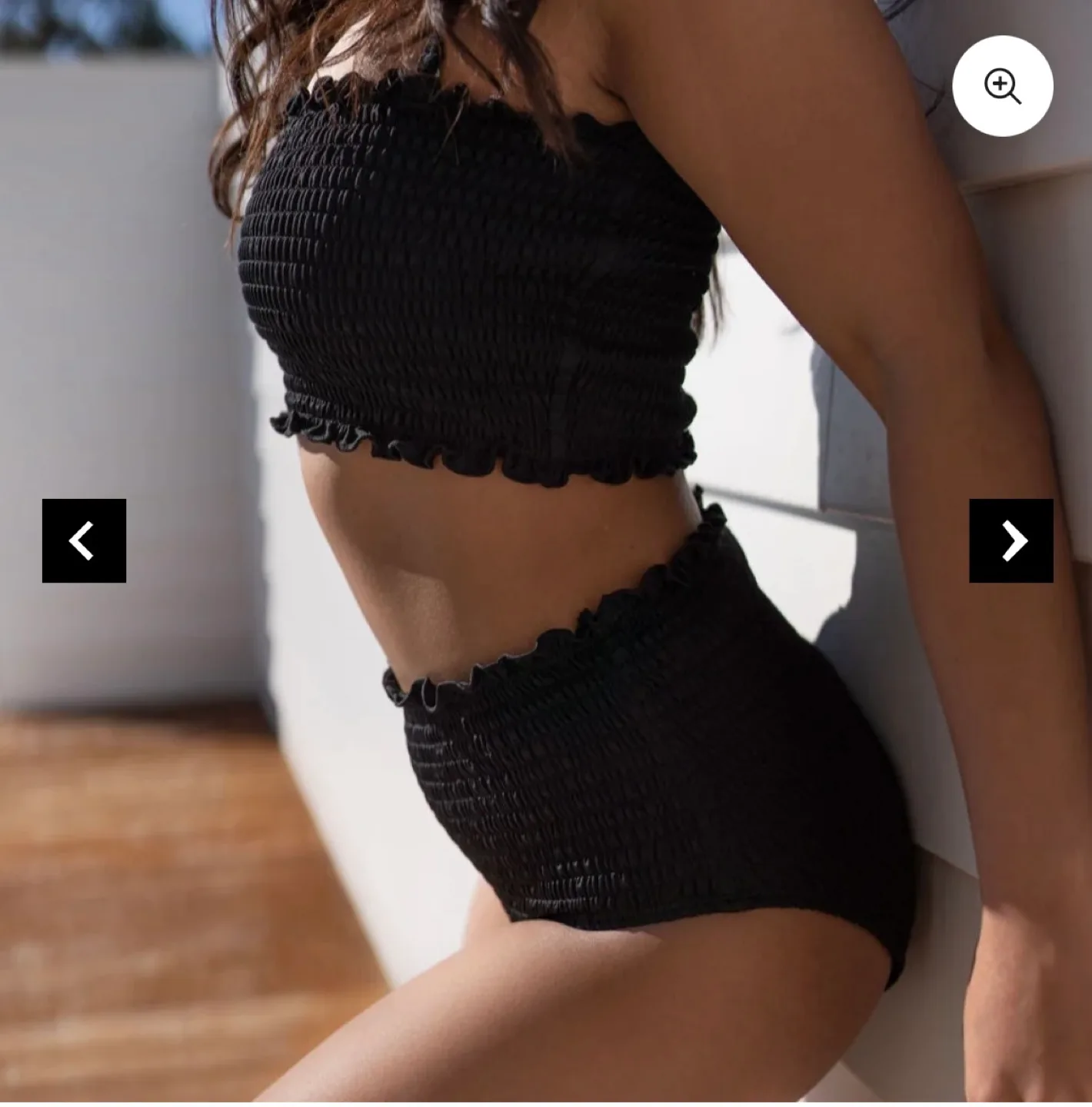 SHEKINI Black Smocked Bikini - Size XL image indicator(8)