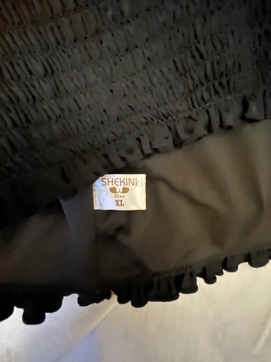 SHEKINI Black Smocked Bikini - Size XL thumbnail